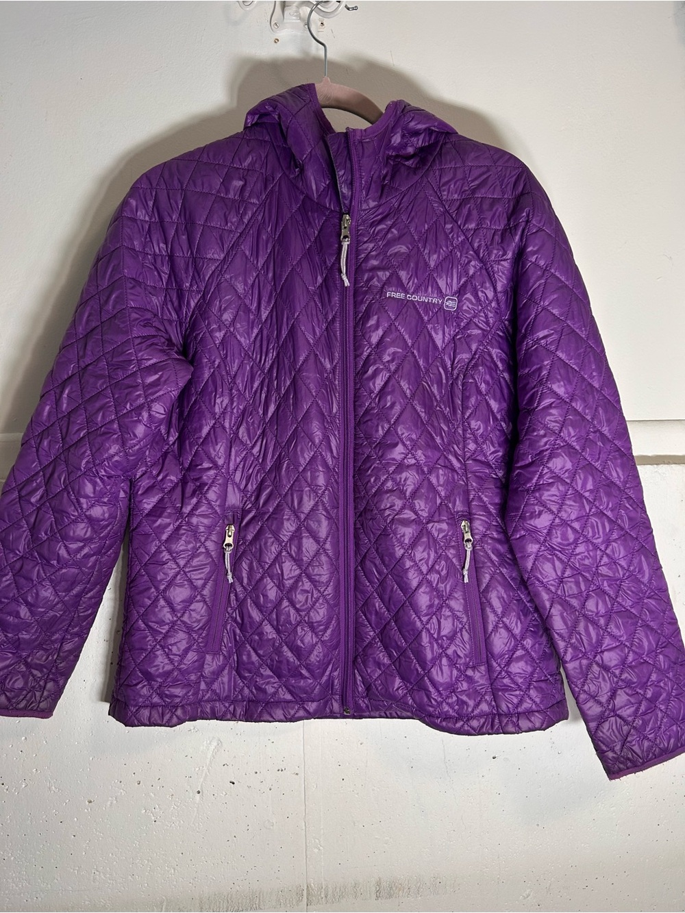Free Country Girls' Quilted Hooded Puffer Jacket in Purple